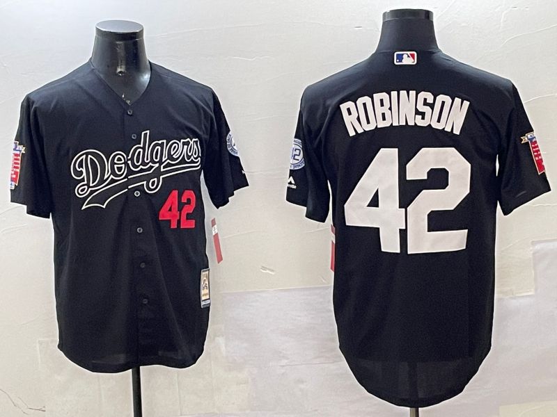 Men Los Angeles Dodgers #42 Robinson Black Throwback 2025 Nike MLB Jersey style 1->los angeles dodgers->MLB Jersey